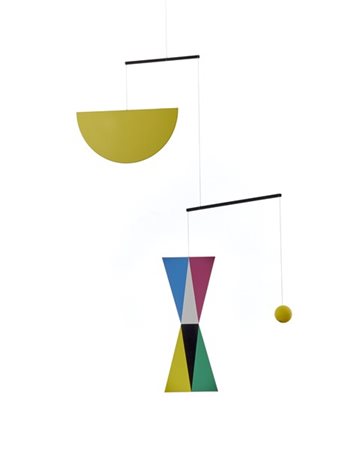 Bruno Munari "Macchina inutile Max Bill"
Cartoncino colorato e filo. 1993. Firma