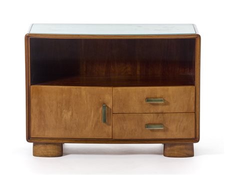 Osvaldo Borsani Comodino in legno massello e impiallacciato in radica, con vano