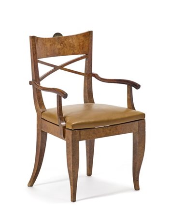 Sedia a braccioli. Pezzo unico eseguito su disegno per lo studio di casa Vimercati