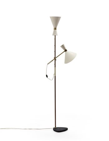 JULIUS THEODOR KALMAR Lampada da terra modello "Pelikan". Austria, anni '50. Fus