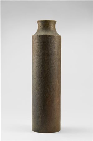 Marcello Fantoni Vaso cilindrico in terracotta smaltata e graffita nei toni del