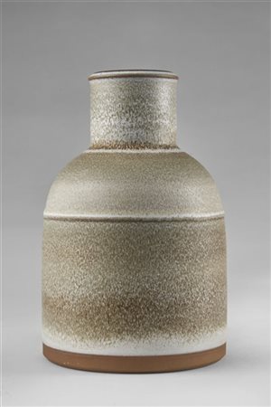 Nanni Valentini Bottiglia in terracotta smaltata nei toni del marrone/grigio/crè