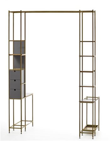 Toni Cordero Portale/etagère da ingresso su disegno. Torino, Anni '70/'80. Struttura smo
