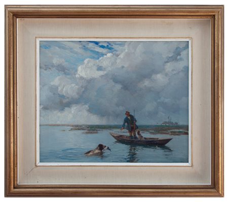 MILLO BORTOLUZZI TREVISO 1868 - DOLO (VE) 1933 Cacciatore in laguna