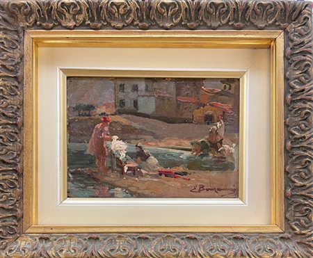 EUGENIO BONZANINI VERONA 1871 - MILANO 1932 Lavandaie sull'Adige 