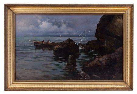 FRIEDERICH PAUL NERLY VENEZIA 1842 - LUCERNA 1919 Scogliere a Capri 
