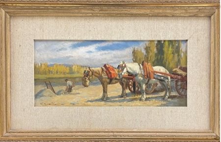 GINO DANTI FIRENZE 1881 - 1968 Carretto con buoi 