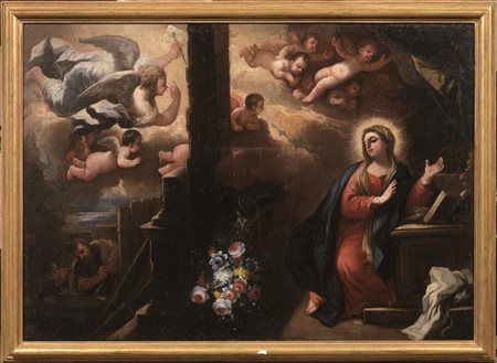 Seguace di Luca Giordano, sec. XVIIIANNUNCIAZIONEolio su tela, cm 119,5x170...