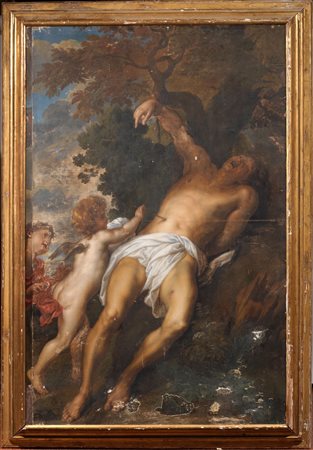 Seguace di Antoon van Dick, fine sec. XVIIMARTIRIO DI SAN SEBASTIANOolio su...