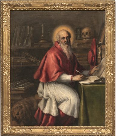 Pittore veneto, sec. XVIISAN GEROLAMO NELLO STUDIOolio su tela, cm 94x78 Il...