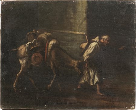 Seguace di Alessandro Magnasco, sec. XVIIIMONACO CON ASINELLOolio su tela, cm...