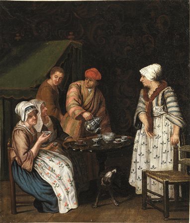 Scuola olandese, sec. XVIIIIL TE' POMERIDIANOolio su tela, cm 40x33,5 senza...