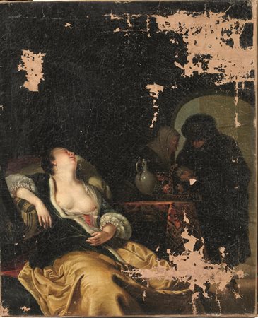 Da Frans van Mieris il VecchioLA CORTIGIANA OLANDESEolio su tela, cm 63x52...