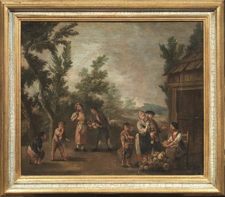 Scuola veneta, secc. XVIII-XIXSCENE DI VITA CONTADINAcoppia di dipinti ad...