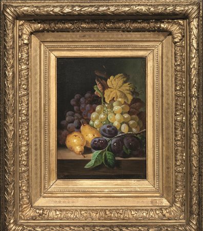 Charles Thomas Bale(attivo 1866-1895)NATURA MORTA CON GRAPPOLI D'UVA, SUSINE...
