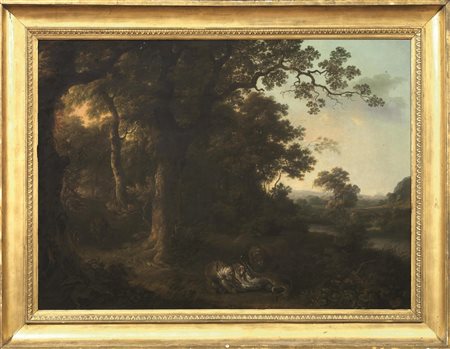 Scuola francese, sec. XIXFIERE NEL BOSCOolio su tela, cm 74x103