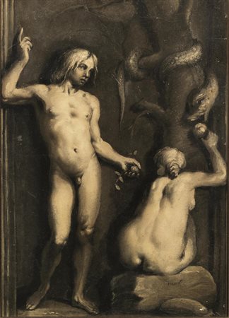 Scuola italiana, sec. XIXADAMO ED EVAolio su cartoncino, cm 40x28