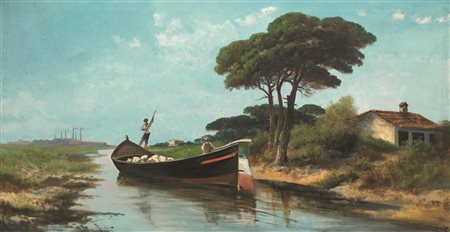 Andrea Markò(Vienna 1826 - Firenze 1895)VEDUTA DEL FIUMEolio su tela, cm...