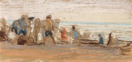 Adolfo De Carolis(Montefiore Dell'Aso (AP) 1874 - Roma 1928)PESCATORI SULLA...