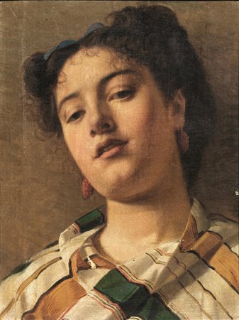 Giovanni Costa (Livorno 1833 - Firenze 1893)RITRATTO FEMMINILE CON ORECCHINI...