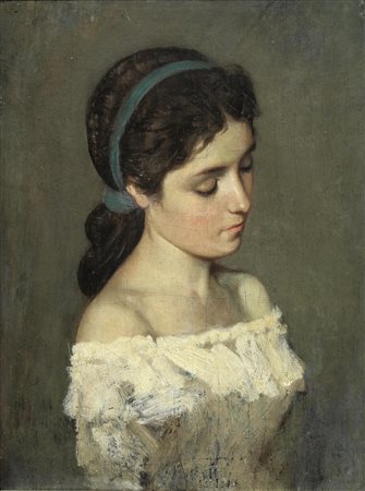 Attribuito a Odoardo Borrani(Pesaro 1825 - Firenze 1884)RITRATTO DI...