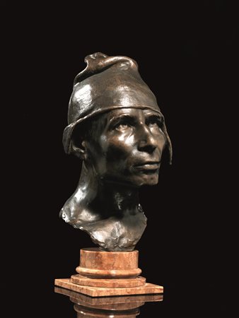 Achille D'Orsi(Napoli 1845 - 1929)TESTA DI CARRETTIEREscultura in bronzo,...