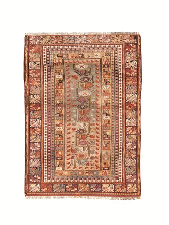 Tappeto anatolico Melas, metÃ sec. XIX, fondo verde acqua con decori...