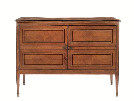 Credenza, Francia, fine sec. XVIII, in satin wood con profili ebanizzati,...