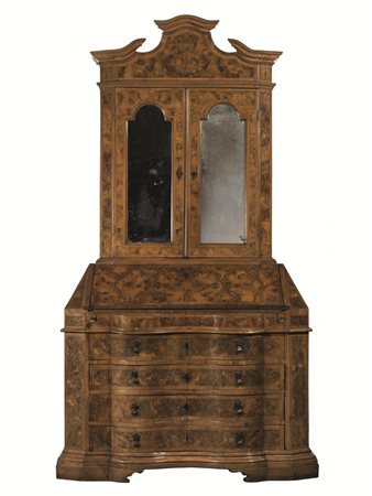 Bureau-trumeau, Emilia, seconda metÃ sec. XVIII, in noce e radica di olivo,...