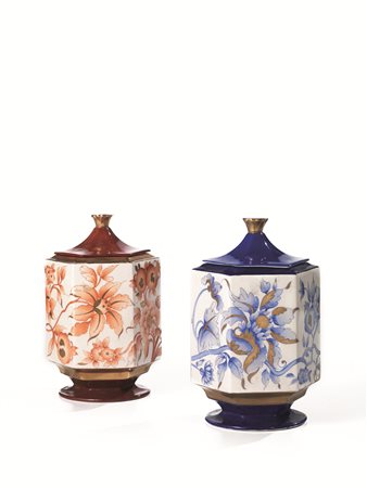 Coppia di potiche con coperchio, produzione: SocietÃ Ceramica Italiana Laveno...