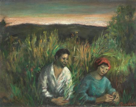 Domenico Purificato(Fondi 1915 - Roma 1984)RICORDO DI CIOCIARIAolio su tela,...