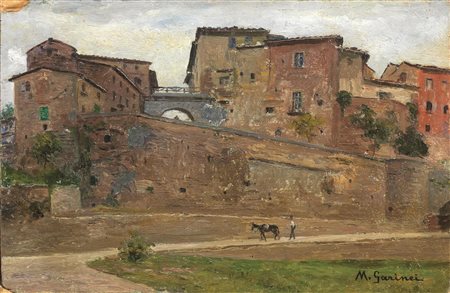 Michele Garinei(Firenze 1861 - 1960)VEDUTE DI PAESEcoppia di olii su...