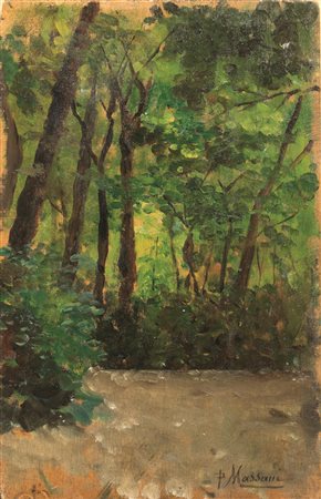 Pompeo Massani(Firenze 1850 - 1920)BOSCOolio su tavoletta, cm 19x12firmato