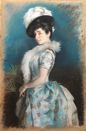 Antoinio Salvetti(Colle Val D'Elsa 1854 - 1931)RITRATTO DI SIGNORApastello su...