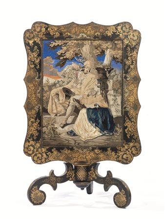 Parafuoco, Inghilterra, fine sec. XIX, in legno ebanizzato e dorato a...