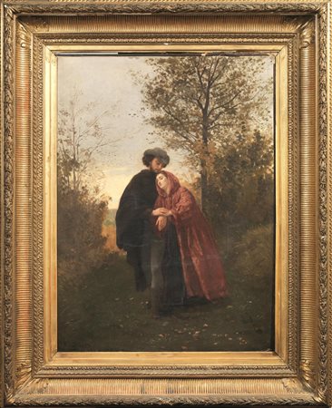 Edouard Alexandre Sain(1830-1910)SCENA ROMANTICA CON COPPIA DI GIOVANI...