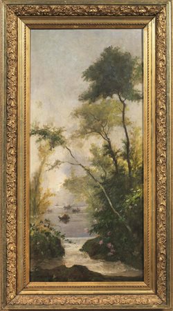 Henri Charles Antoine Baron(1816-1885)PAESAGGIO AL TRAMONTO e PAESAGGIO...