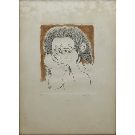 Giuseppe Migneco (Messina  1903-Milano  1997)  - Viso di donna nascosto dalla mano