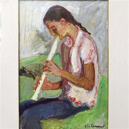 Elio Romano (Trapani 1909-Catania 1996)  - Ragazza che suona il flauto