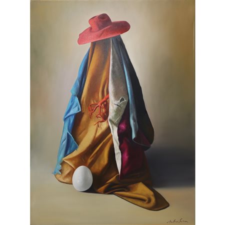 Antonio Sciacca (Catania 1957)  - Panneggi, corallo ed  uovo