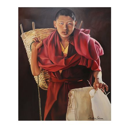 Antonio Sciacca (Catania 1957)  - Ragazzo orientale con cesto