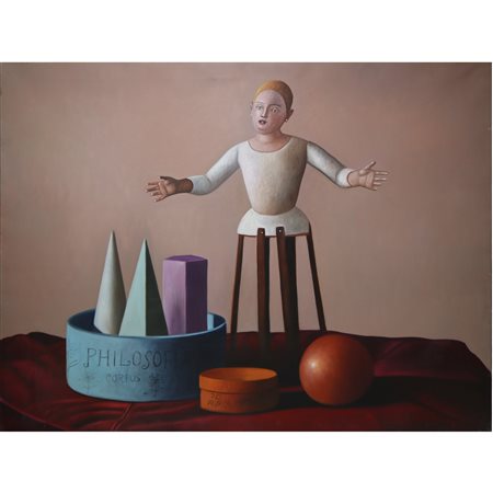 Antonio Sciacca (Catania 1957)  - Manichino e figure geometriche