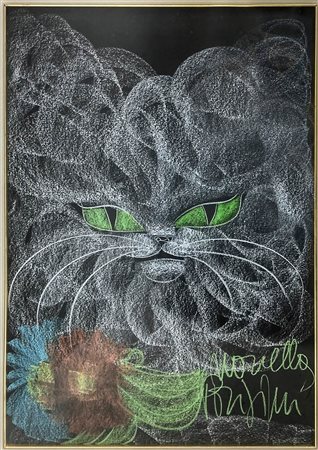 Novella Parigini (Chiusi 1921-Roma 1993)  - Gatto con fiori