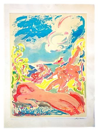 Aligi Sassu (Milano 17/07/1912-Pollença 17/07/2000)  - “Eione La dea della spiaggia”, N. 2/125, 1985