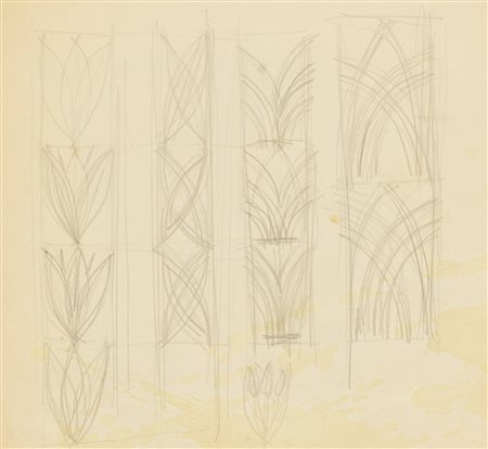 Fortunato Depero, Studio per le fasce decorative delle porte ad intarsio nella sala del Consiglio provinciale di Trento, 1953-54