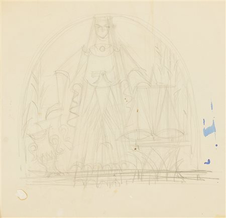 Fortunato Depero, Studio per lunetta della giustizia nella sala del Consiglio provinciale di Trento, 1952 ca.