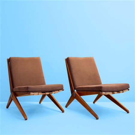 Pierre Jeanneret (attribuito), coppia di poltrone