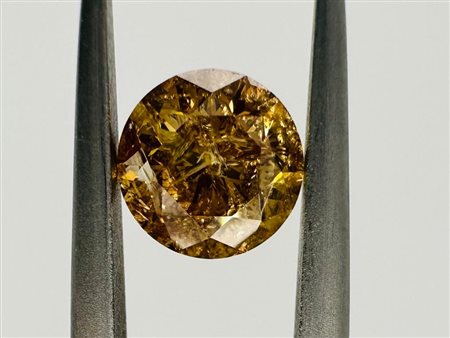 DIAMANTE 1,08 CT FANCY MARRONE ARANCIO INTENSON - I2 - TAGLIO BRILLANTE -...