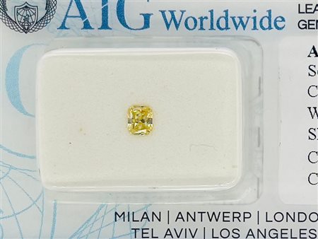 DIAMANTE 0,17 CT COLORE FANCY GIALLO INTENSO - VS2 - TAGLIO RADIANTE -...