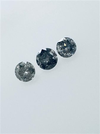 3 DIAMANTI 3 CT TOTALI GRIGIO CHIARO - PUREZZA I3 - TAGLIO BRILLANTE -...